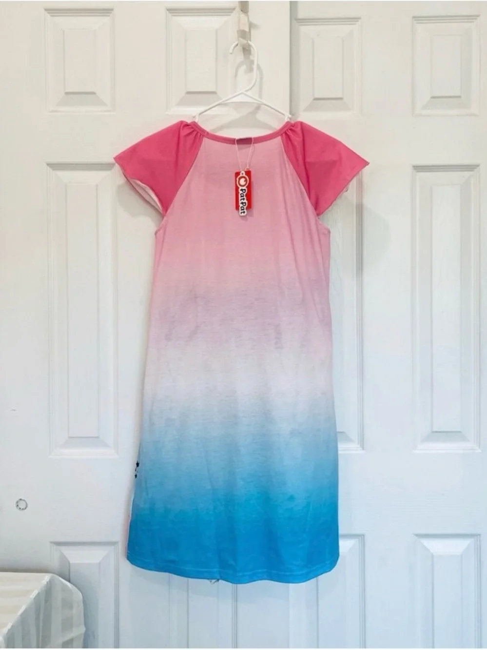 Little Pony Girl 1pc Character Rainbow Pattern Ruffled Sleeves Pajama Dress